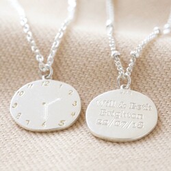 Personalised Sterling Silver Family Clock Pendant Necklace