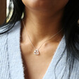 Personalised Sterling Silver Double Heart Outline Necklace on Model
