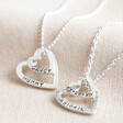 Lisa Angel Ladies' Personalised Sterling Silver Double Heart Outline Necklace