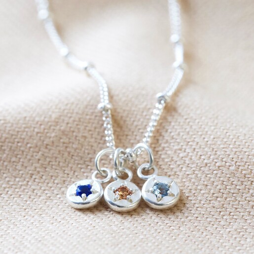 sterling silver family birthstone necklace