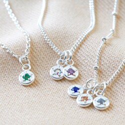 Personalised Sterling Silver Family Birthstone Charm Necklace