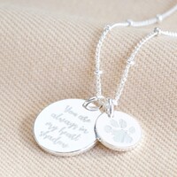 Personalised Sterling Silver Paw Print Disc Charm Necklace