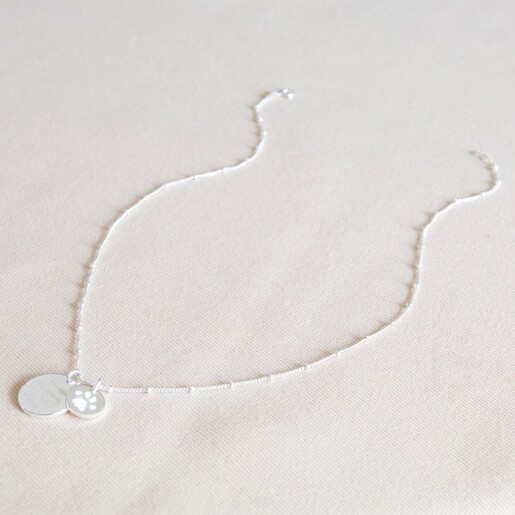 Lisa Angel Personalised Sterling Silver Paw Print Disc Charm Necklace
