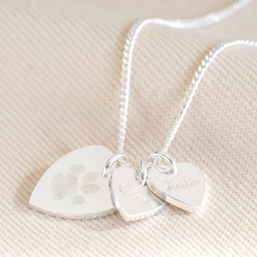 Paw Print Heart with Personlised Message Acrylic Engraved Mirror