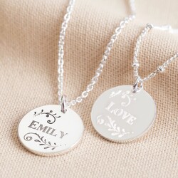 Personalised Sterling Silver Vintage Disc Necklace