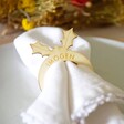 Two Lisa Angel Personalised Wooden Christmas Holly Napkin Holders