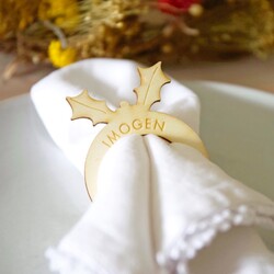 Two Personalised Wooden Christmas Napkin Holders
