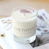 Large Scented Soy Wax Candle with Amethyst Crystal
