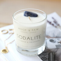 Large Scented Soy Wax Candle with Sodalite Crystal