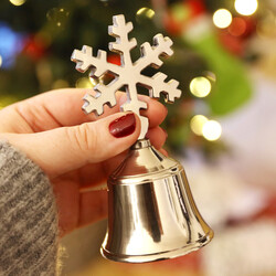 Snowflake Christmas Bell in Silver