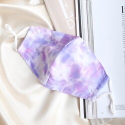 Adjustable Lilac Tie-Dye Fabric Face Mask with Filters