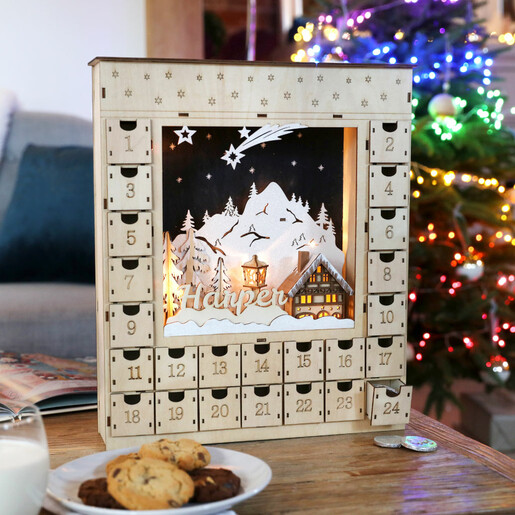 Personalised Wood Winter Scene Advent Calendar | Lisa Angel