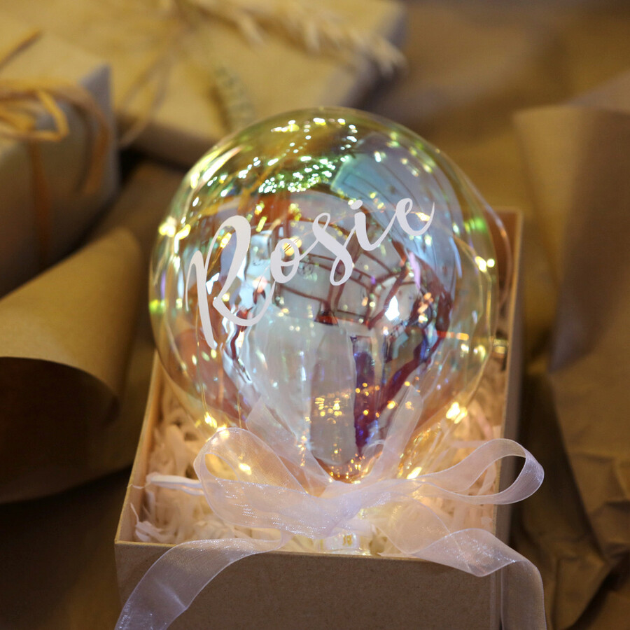 Personalised Iridescent LED Hanging Balloon Light Lisa Angel
