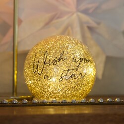 Personalised Medium LED Gold Glitter Light Globe