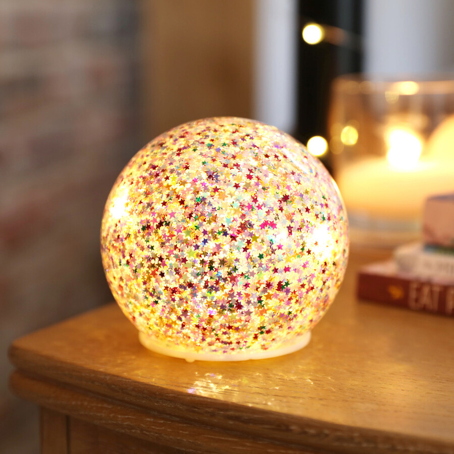 Small LED Rainbow Glitter Light Globe