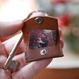Ladies' Personalised Leather Envelope Keyring with Hidden Photo Charm