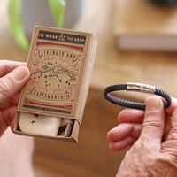 Men's Engraved Woven Bracelet with Magnetic Clasp in Vintage Match Box