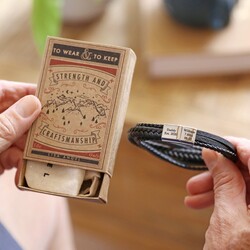 Men's Personalised Layered Leather Straps Bracelet in Vintage Match Box