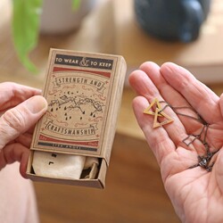 Men's Personalised Triangle Pendant Necklace in Vintage Match Box