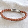 Lisa Angel Men's Brown Personalised Rustic Braided Leather Bracelet