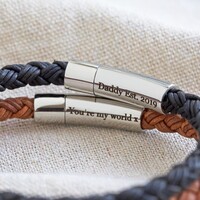 Men's Personalised Rustic Braided Leather Bracelet