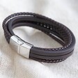 Lisa Angel Men's Layered Vegan Leather Straps Bracelet in Brown