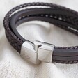 Men's Layered Vegan Leather Straps Bracelet in Brown