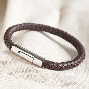Men's Vegan Leather Bracelet in Brown - Large