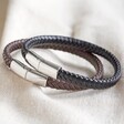 Lisa Angel Men's Woven Vegan Leather Bracelets with Shiny Clasp