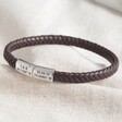 Personalised Men's Woven Brown Vegan Leather Bracelet with Shiny Clasp