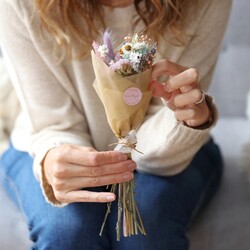 Pastel Dried Flower Posy Letterbox Gift with Quartz