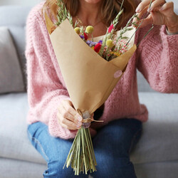 Rainbow Brights Dried Flower Bouquet with Amethyst Crystal