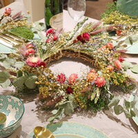 Dried Flower Wreath Centrepiece with Removable Posies