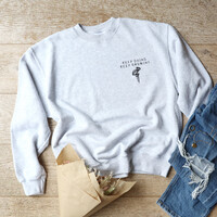 Embroidered 'Keep Going Keep Growing' Sweatshirt in Grey