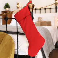 Red Linen Christmas Stocking