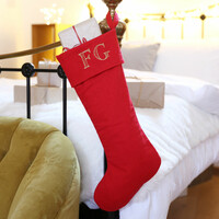 Personalised Embroidered Initials Linen Christmas Stocking