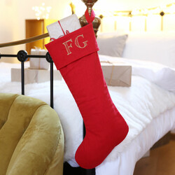 Personalised Embroidered Initials Linen Christmas Stocking