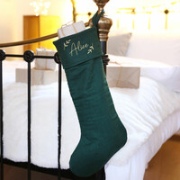 Personalised Embroidered Linen Christmas Stocking