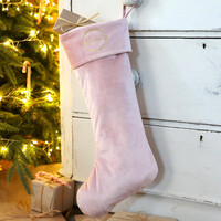 Personalised Wreath Velvet Christmas Stocking