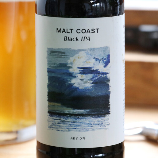 Bottle of Malt Coast Black IPA Lisa Angel Glass Bottle of Malt Coast Black IPA