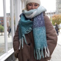 Blue Block Stripe Blanket Scarf