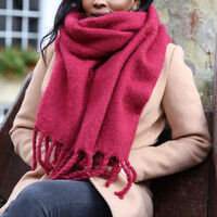Deep Red Recycled Oversized Scarf