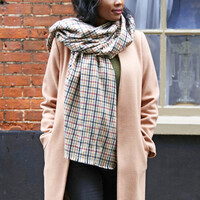 Mustard and Green Check Blanket Scarf