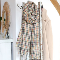 Mustard and Green Check Blanket Scarf