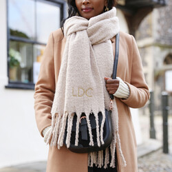 Personalised Embroidered Gold Initials Recycled Oversized Scarf