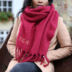 Personalised Embroidered Initials Recycled Oversized Scarf