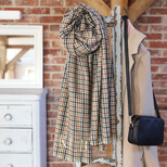 Personalised Embroidered Initials Mustard and Green Check Blanket Scarf