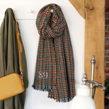 Personalised Embroidered Year Green and Red Herringbone Blanket Scarf