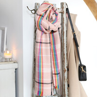 Rainbow and Pink Tartan Blanket Scarf
