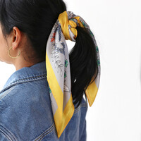 Satin Floral Wrap Scarf